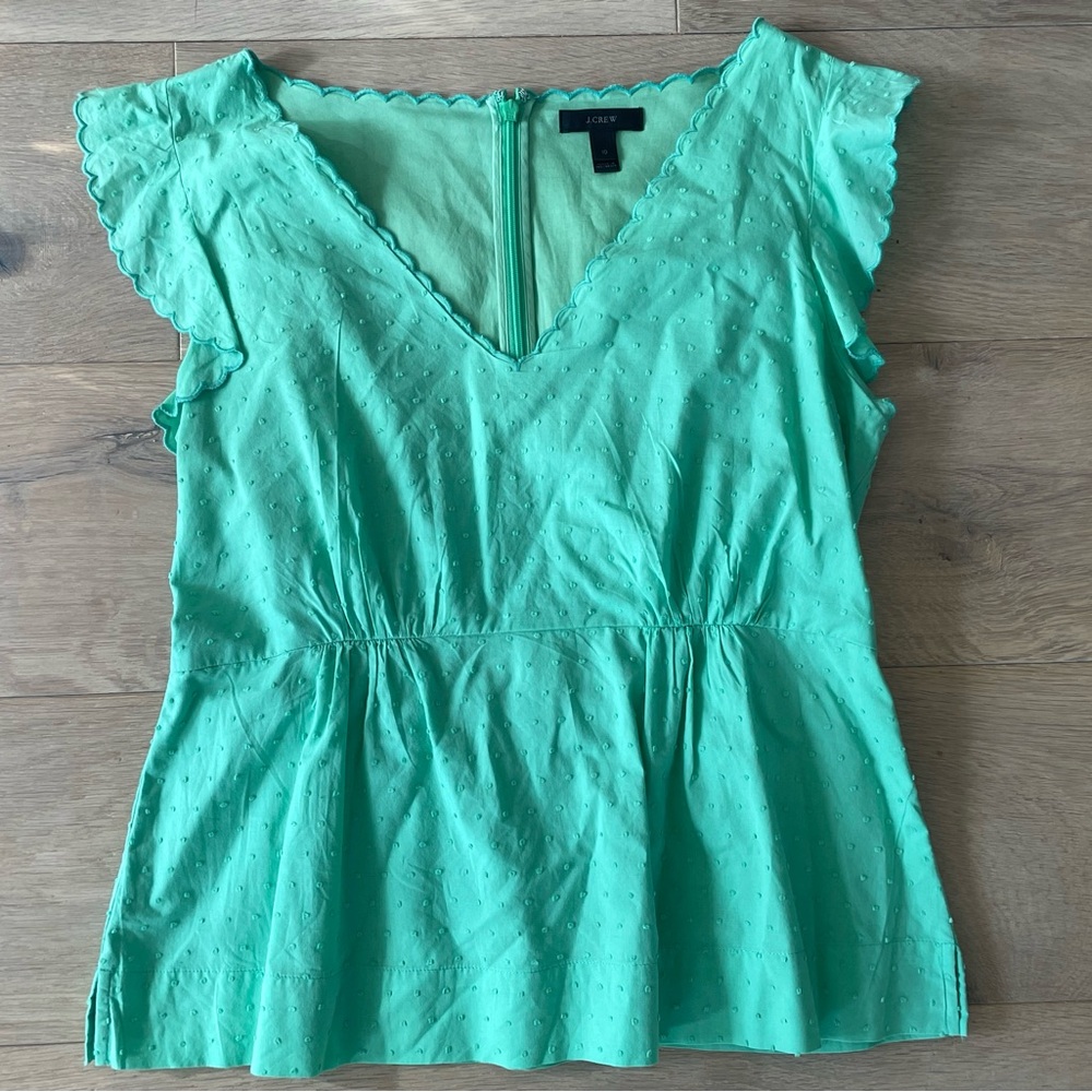 J.Crew 100% cotton green top - size 10